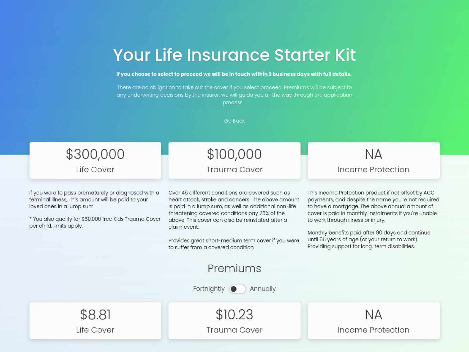 Answer Page - Life Insurance Calculator