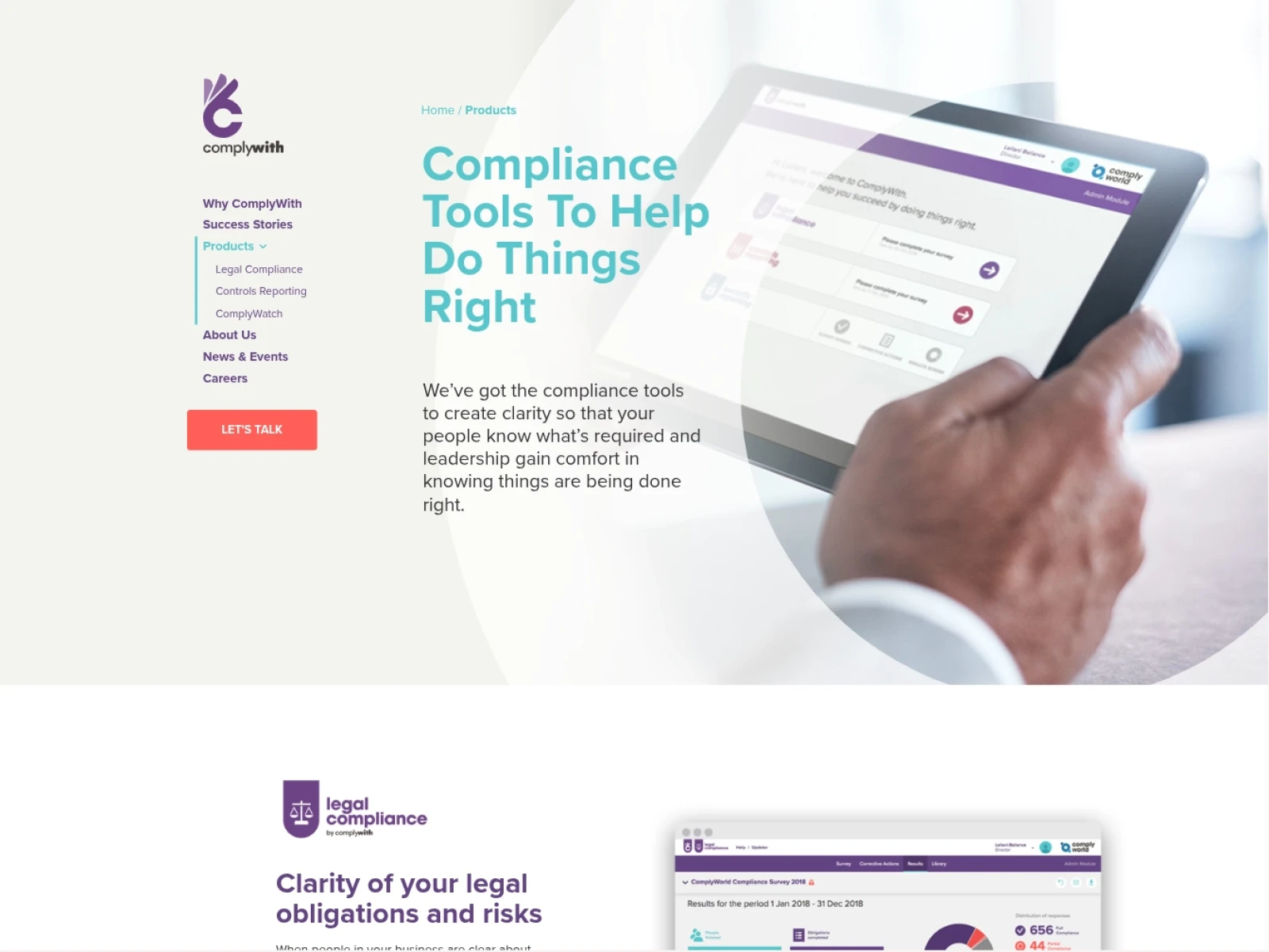 ComplyWith Website: Products Page - ComplyWith Website