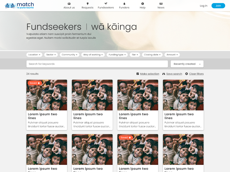 Te Puna Taurite Match: Search Page