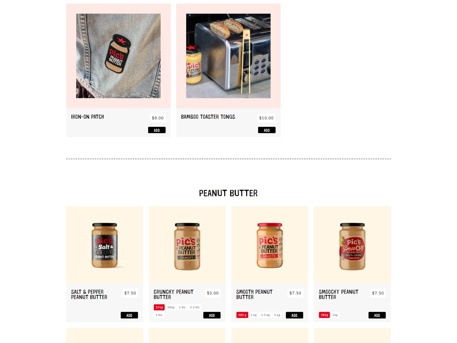 Pic's Peanut Butter Shop (Shopify): Product listings - Pic's Peanut Butter Shop (Shopify)